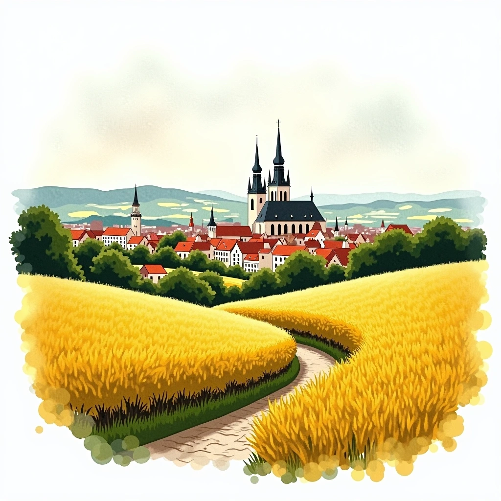 Bohemia beer region — watercolor illustration