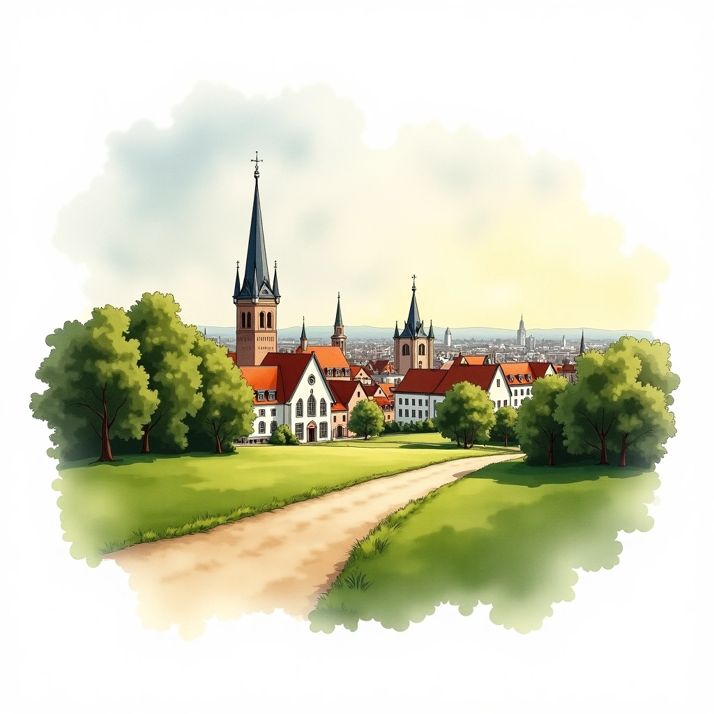 Brussels beer region — watercolor illustration