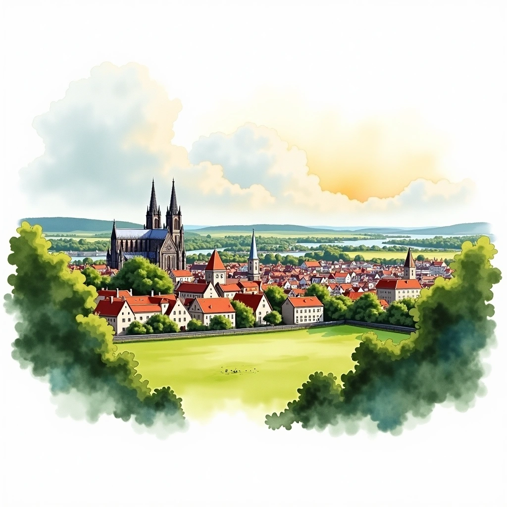 Cologne beer region — watercolor illustration