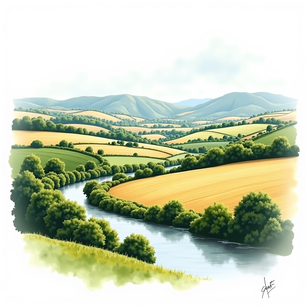 Cork beer region — watercolor illustration