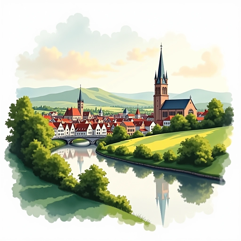 Düsseldorf beer region — watercolor illustration