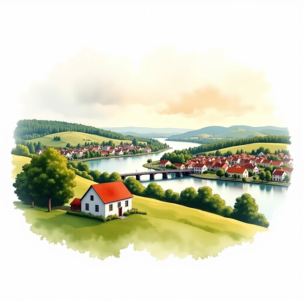 Gothenburg beer region — watercolor illustration