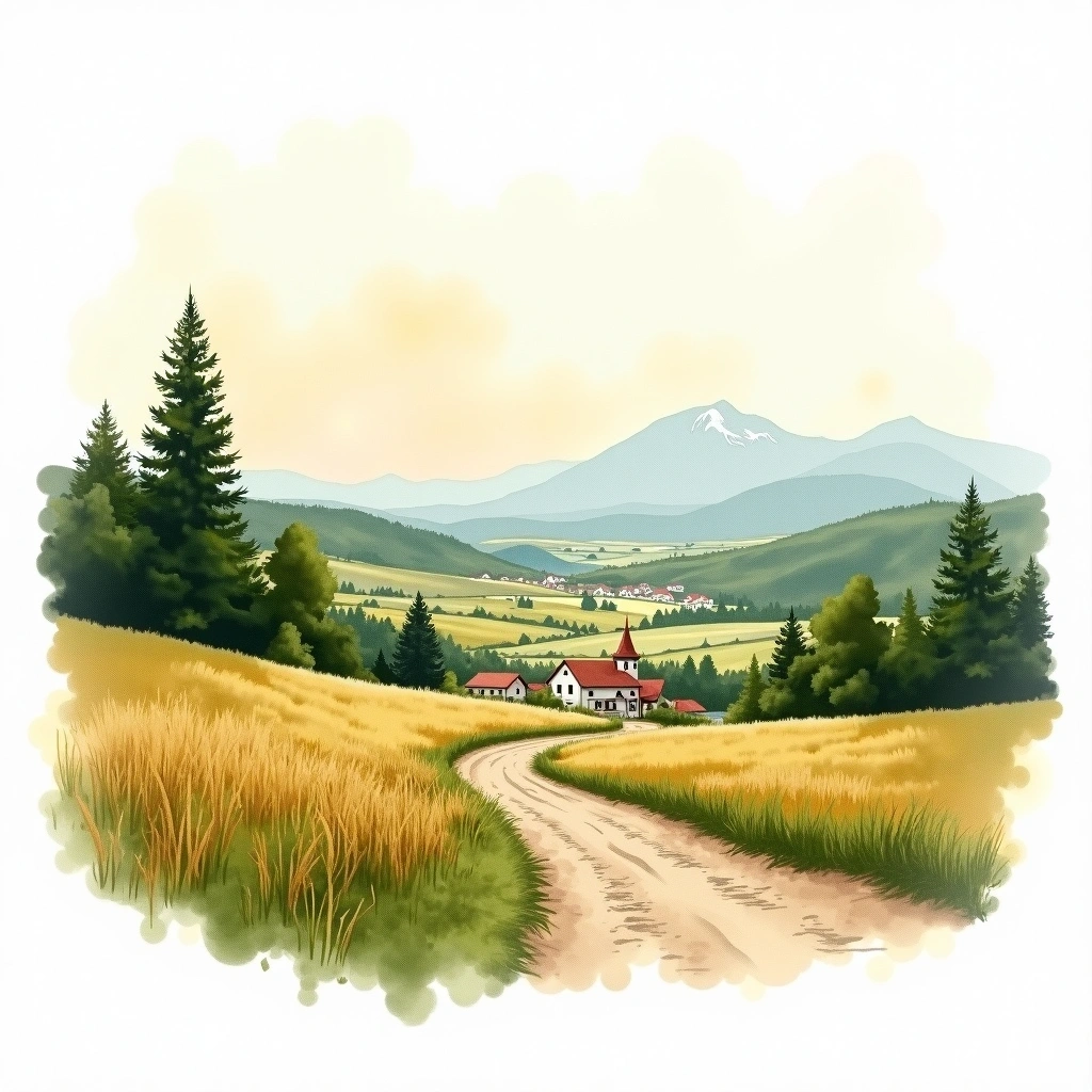 Grodzisk Wielkopolski beer region — watercolor illustration