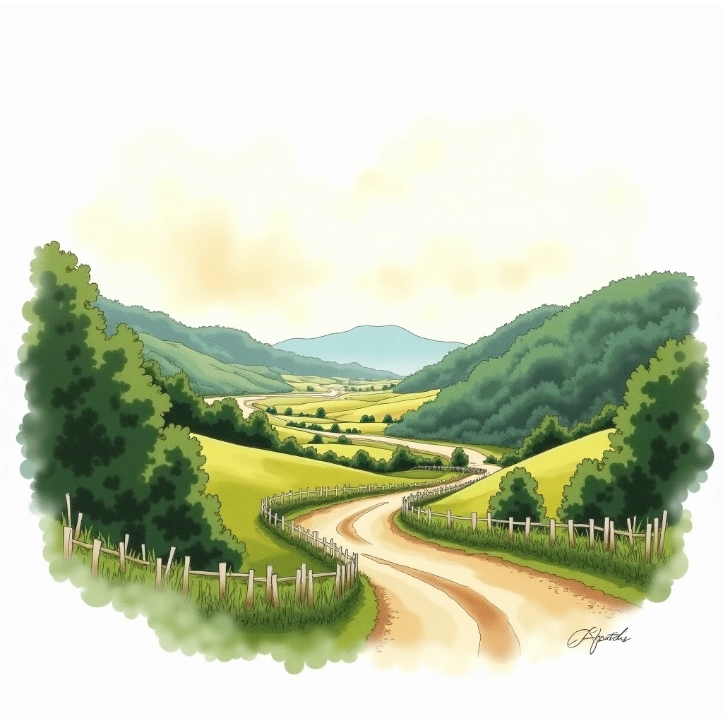 Ibaraki beer region — watercolor illustration