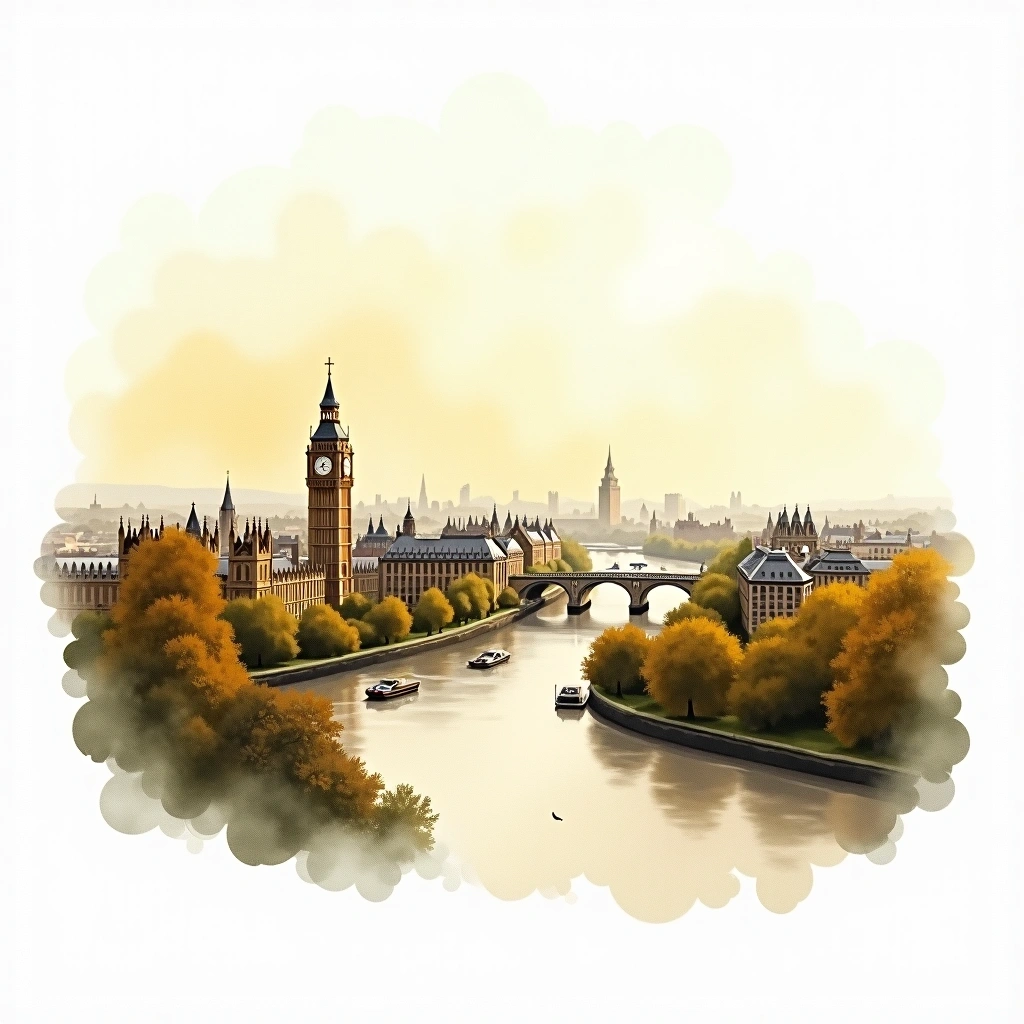 London beer region — watercolor illustration