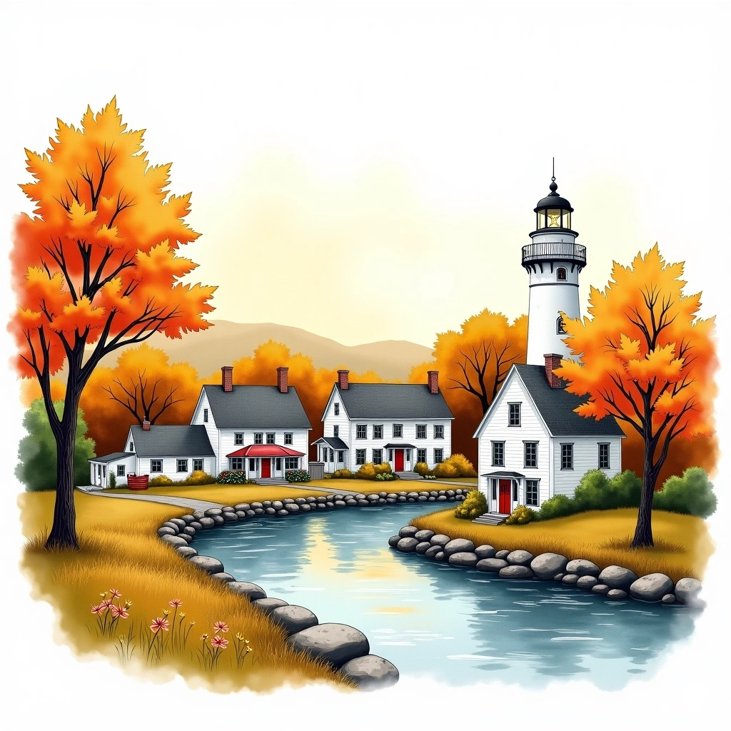 New England beer region — watercolor illustration
