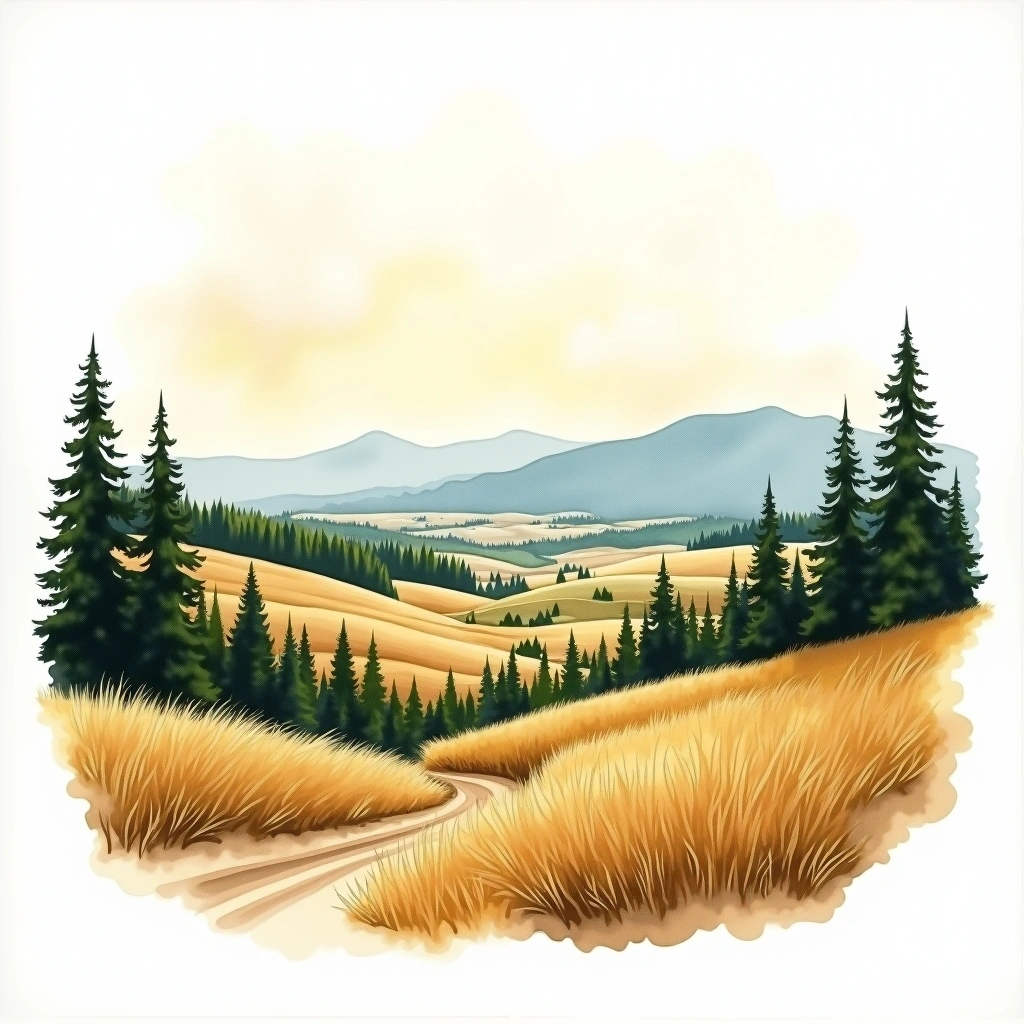 Northern California beer region — watercolor illustration