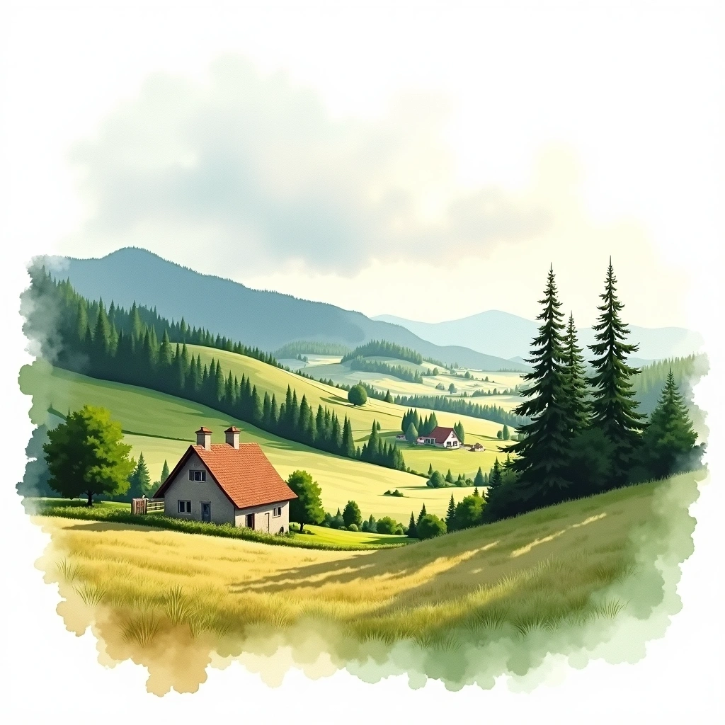 Pajottenland beer region — watercolor illustration