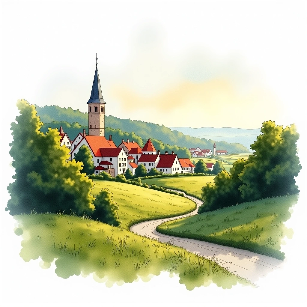 Pilsen beer region — watercolor illustration