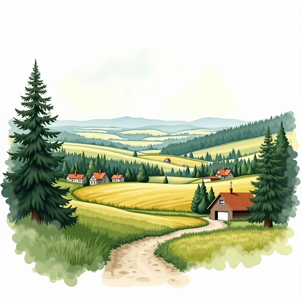 Silesia beer region — watercolor illustration