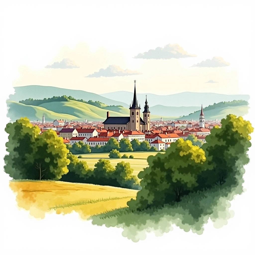 Vienna beer region — watercolor illustration