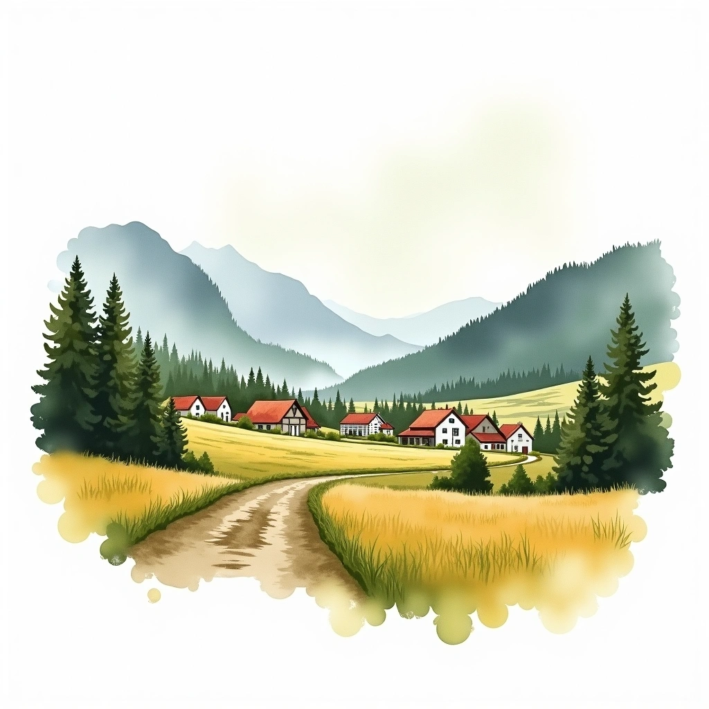 Voss beer region — watercolor illustration