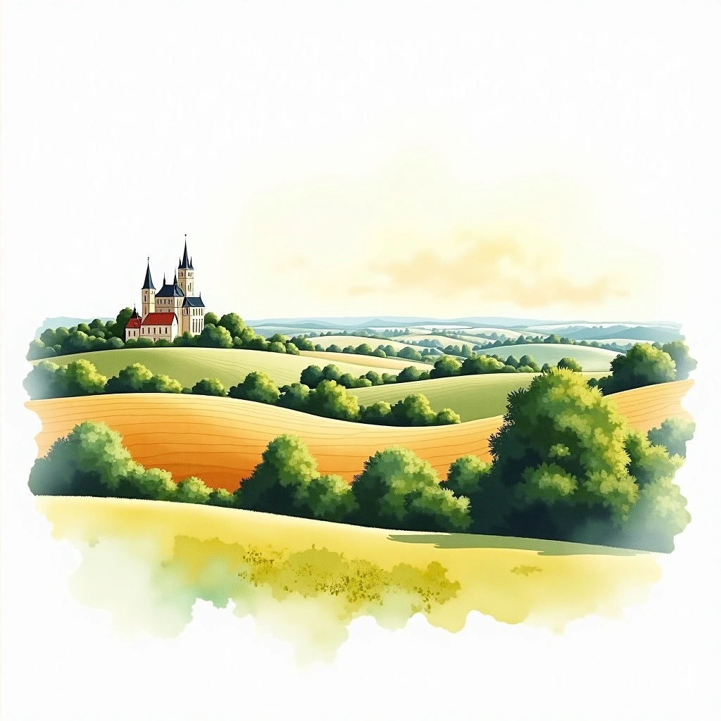 Wallonia beer region — watercolor illustration