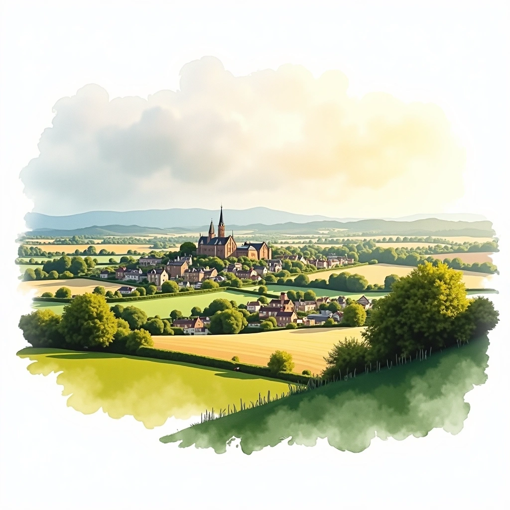 Yorkshire beer region — watercolor illustration