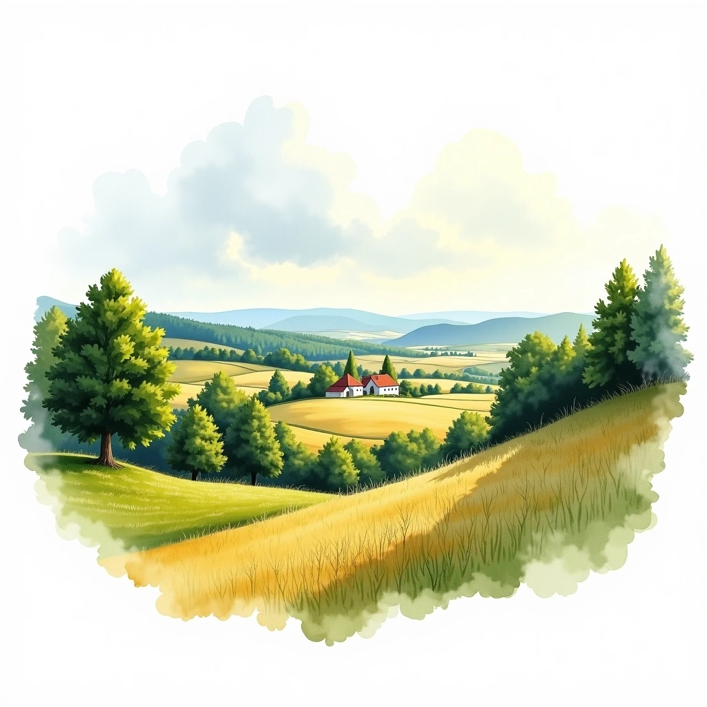 Zatec beer region — watercolor illustration